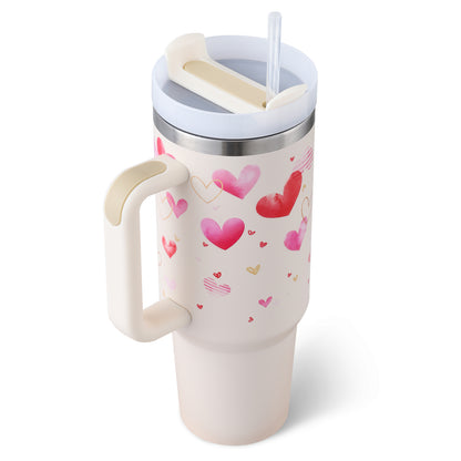 Tumbler with Handle & Straw Lid | Insulated Stainless Steel Vacuum