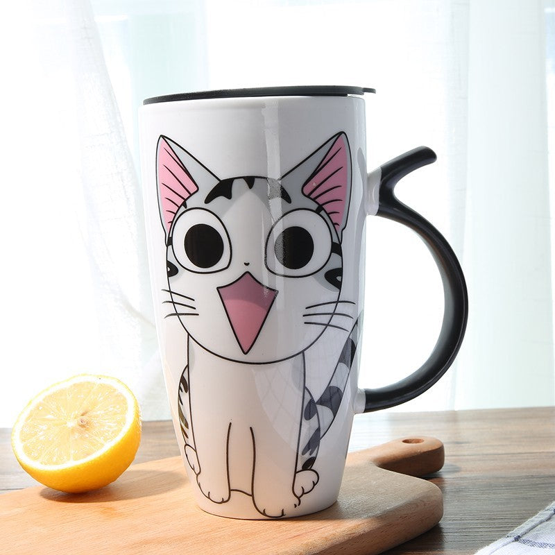 Cute Cat Ceramic Coffee Mug | Large 20oz Capacity with Lid