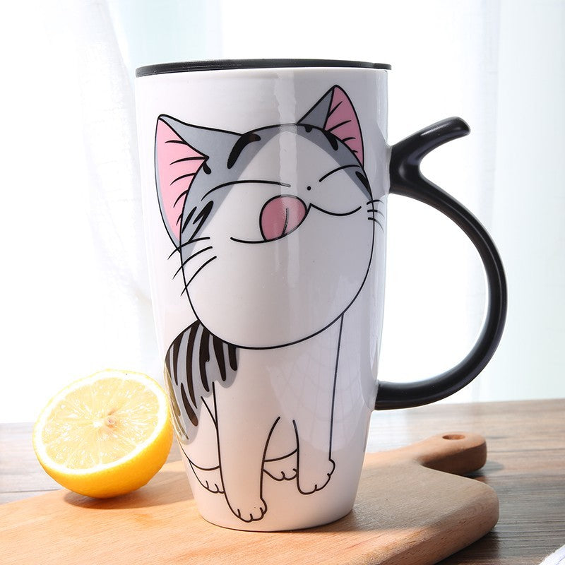 Cute Cat Ceramic Coffee Mug | Large 20oz Capacity with Lid