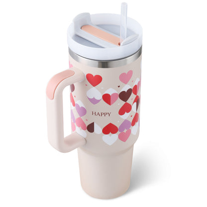 Tumbler with Handle & Straw Lid | Insulated Stainless Steel Vacuum