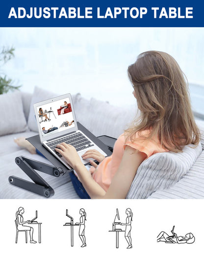 Adjustable Height Laptop Desk | Portable Lap Desk Stand | Foldable Workstation Riser | Reading Holder Standing Desk