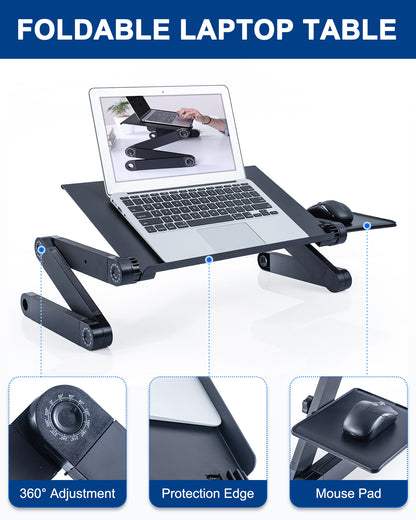 Adjustable Height Laptop Desk | Portable Lap Desk Stand | Foldable Workstation Riser | Reading Holder Standing Desk