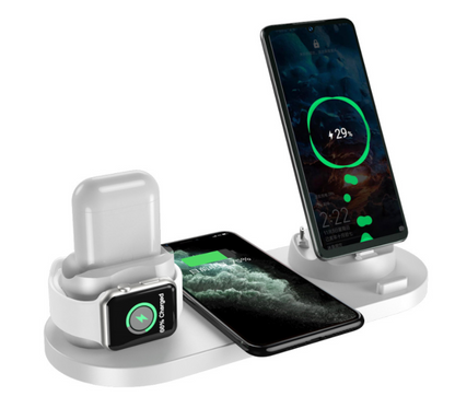 Wireless Charging Station for Multiple Devices | 6-in-1 Fast Charger for iPhone & Samsung | Charging Dock for Apple Watch & AirPods