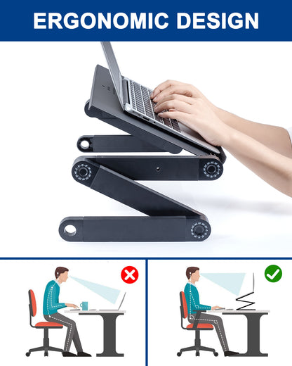 Adjustable Height Laptop Desk | Portable Lap Desk Stand | Foldable Workstation Riser | Reading Holder Standing Desk