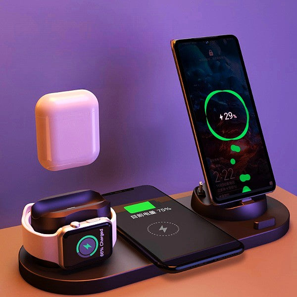 Wireless Charging Station for Multiple Devices | 6-in-1 Fast Charger for iPhone & Samsung | Charging Dock for Apple Watch & AirPods